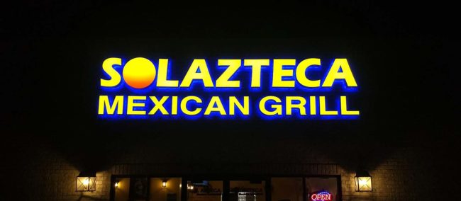 Solazteca Reverse Lit Channel Letters Sign